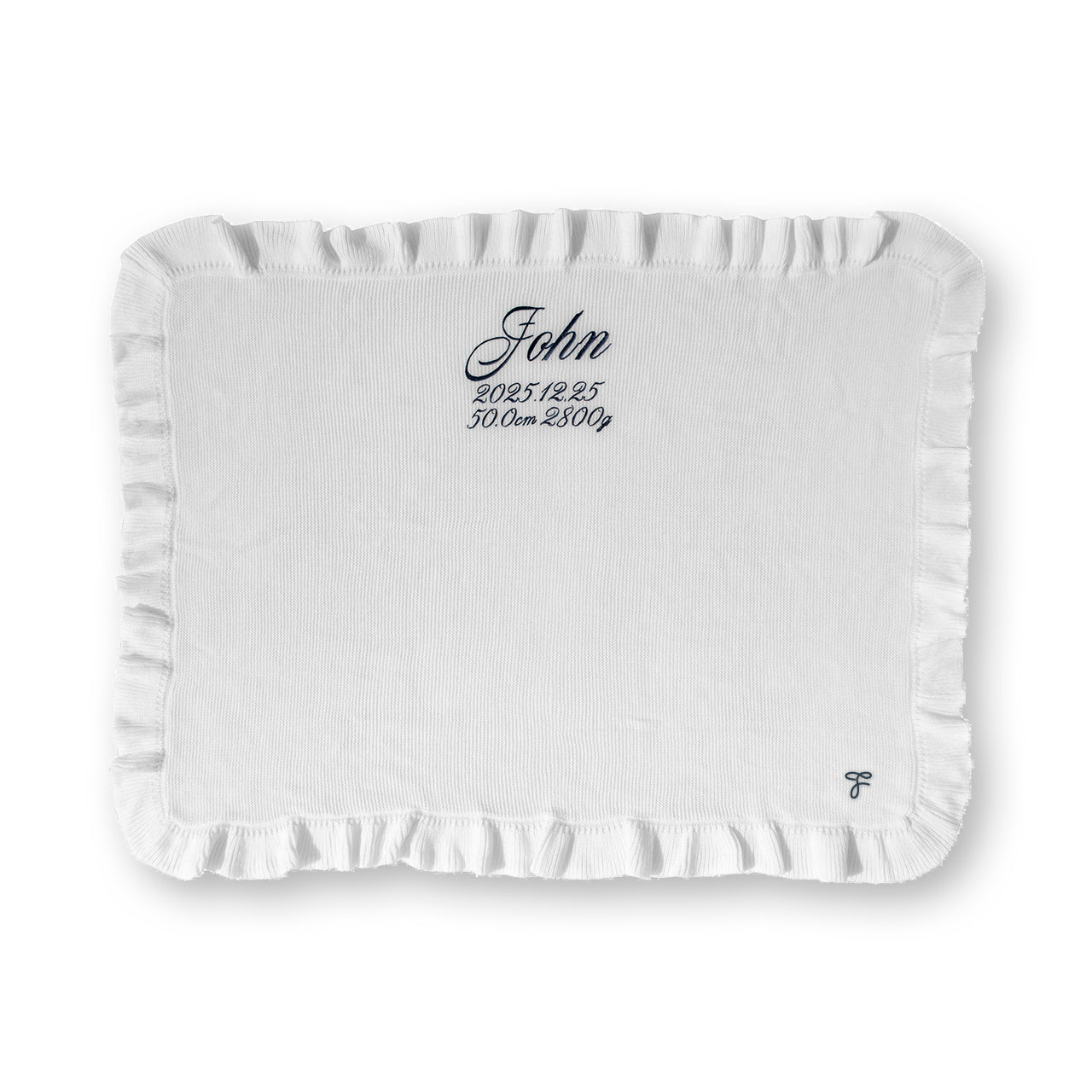 刺繍のフリルブランケット