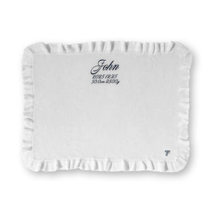 刺繍のフリルブランケット